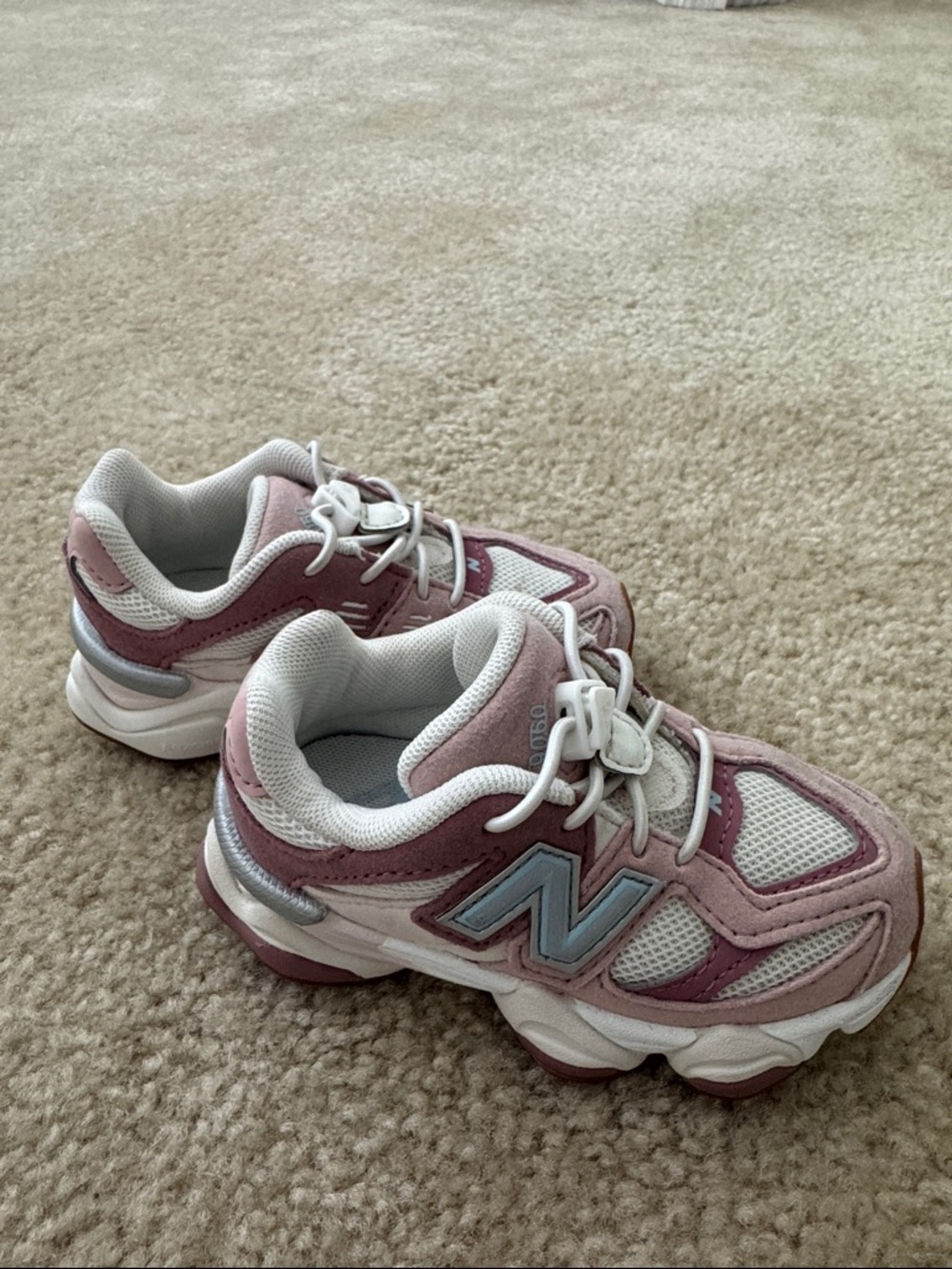 New Balance Kids Pink, White & Silver Athletic Sneakers